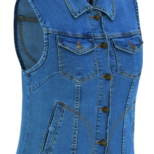 DM943 Women's Blue Denim Snap Front Vest