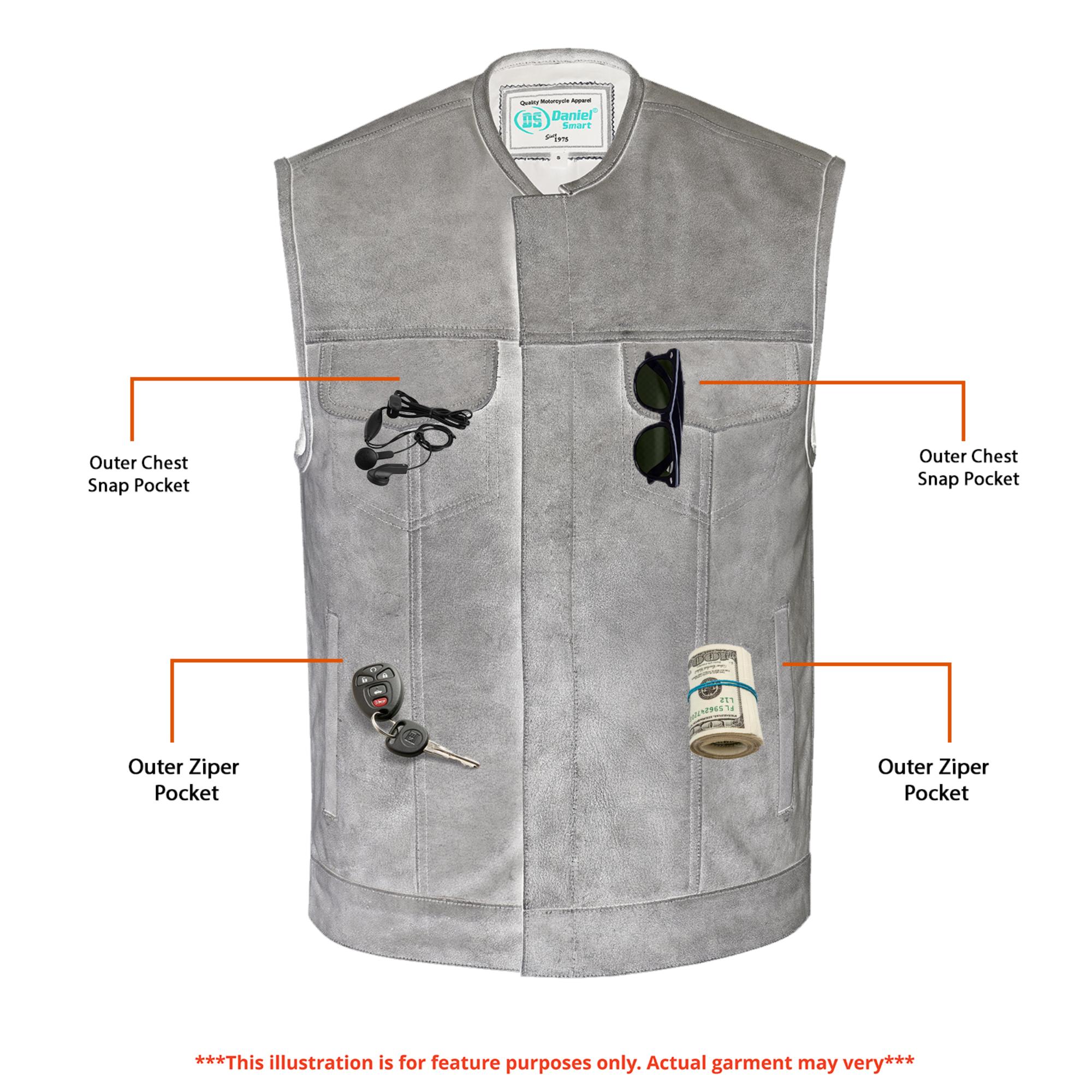 DS191V Concealed Snaps, Premium Naked Cowhide, Hidden Zipper, w/o Col - Image 4