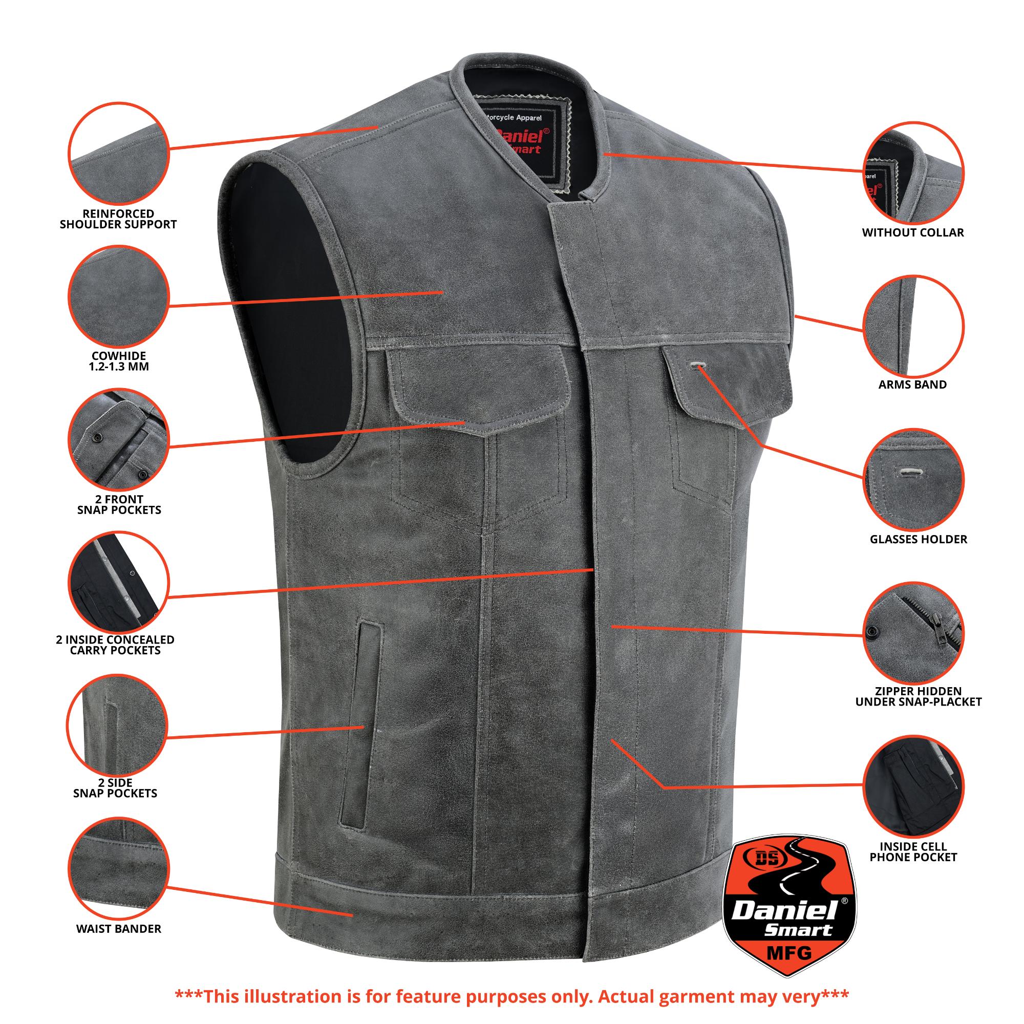 DS191V Concealed Snaps, Premium Naked Cowhide, Hidden Zipper, w/o Col - Image 2