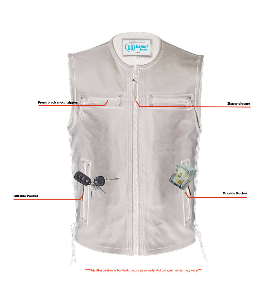 DS146 Men's Zipper Front Single Back Panel Concealed Carry Vest - Image 6