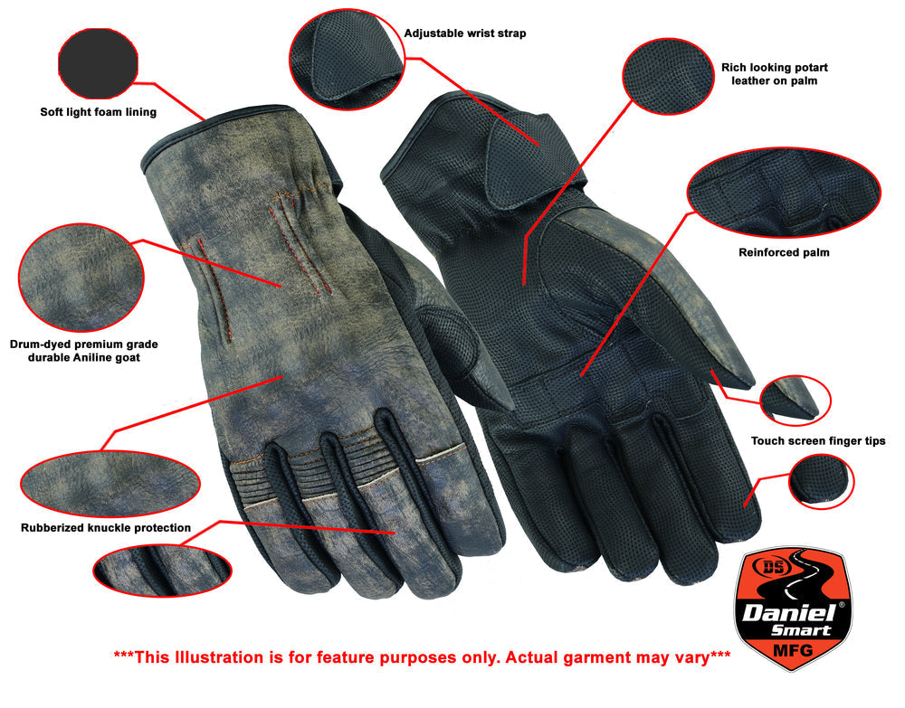 DS95 Men's Feature-Packed Washed-Out Brown Rakish Glove - Image 2