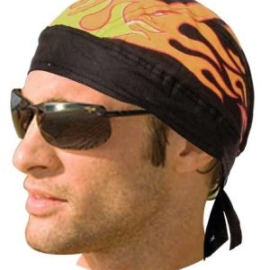 HW2674 Headwrap Black with Flames