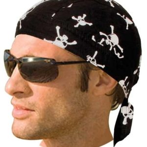 HW2675 Headwrap White Crossbones