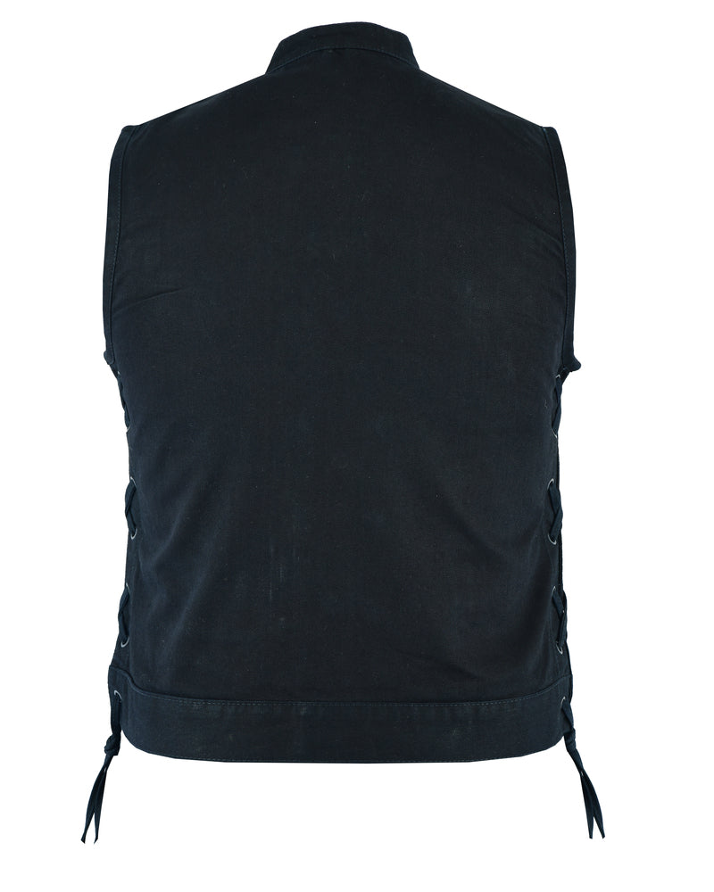 DM986 Women's Advance Side Laces Black Construction Denim Vest - Image 2