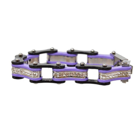 VJ1109 Two Tone Black/Purple W/White Crystal Centers - Image 2