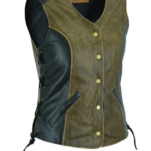 DS214 Women's Stylish Longer Body &frac34; Vest - Side Laces - Two Tone