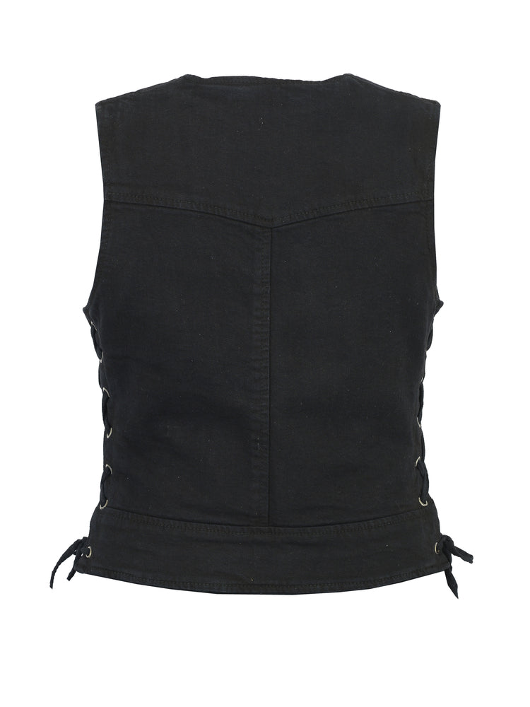 DM942BK Women's Stylish Black Denim Vest - Image 3
