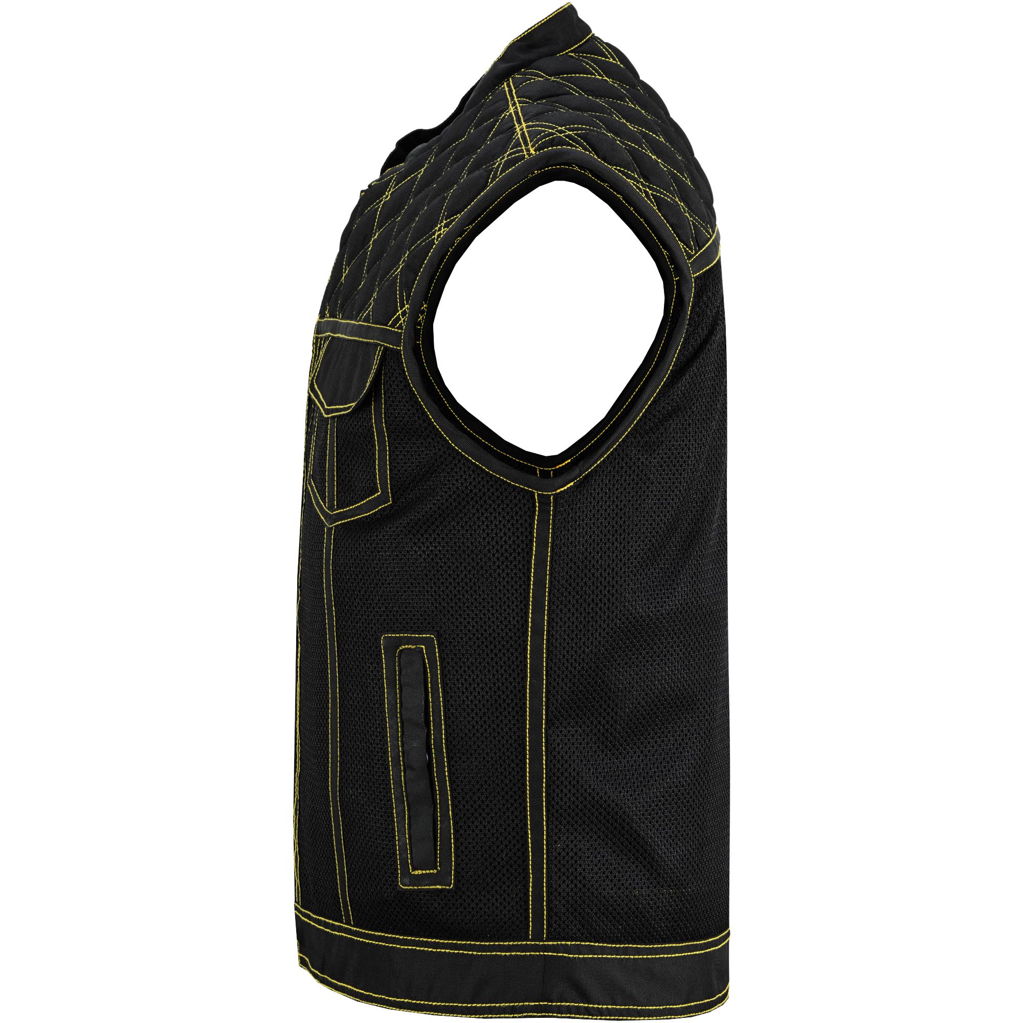 Nitro Rush Men’s Black Mesh Textile Vest with Yellow Diamond Stitch - Image 6