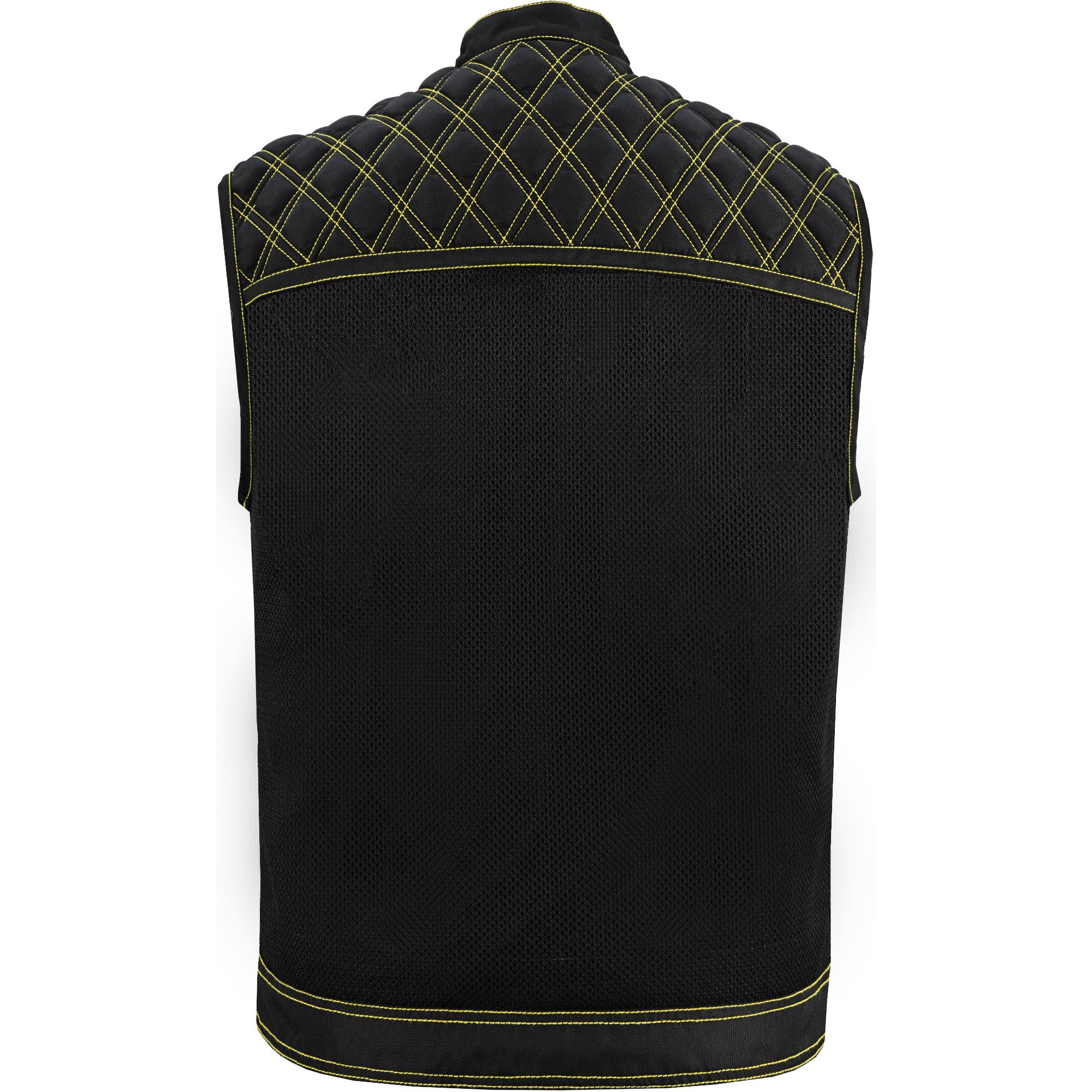 Nitro Rush Men’s Black Mesh Textile Vest with Yellow Diamond Stitch - Image 5