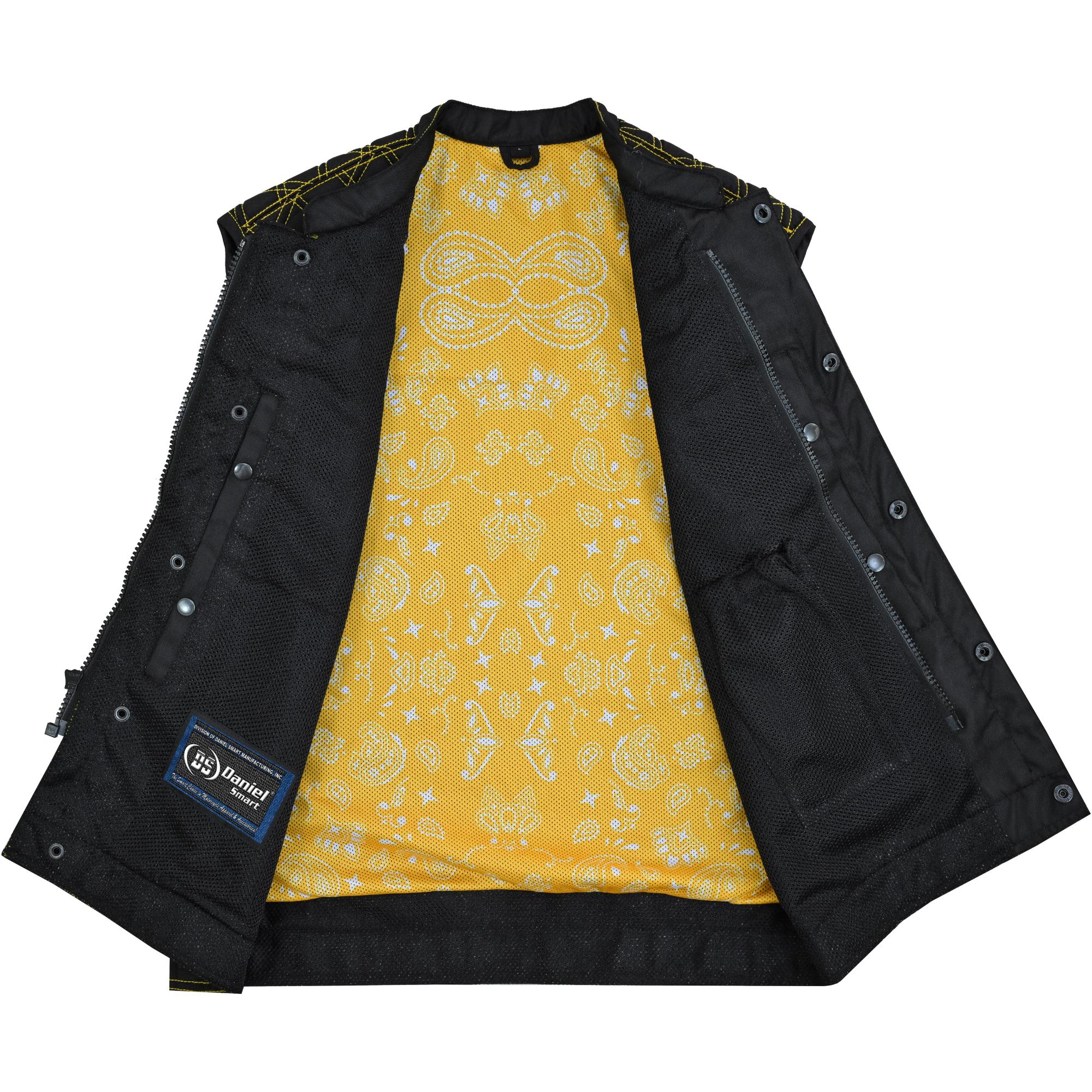 Nitro Rush Men’s Black Mesh Textile Vest with Yellow Diamond Stitch - Image 7