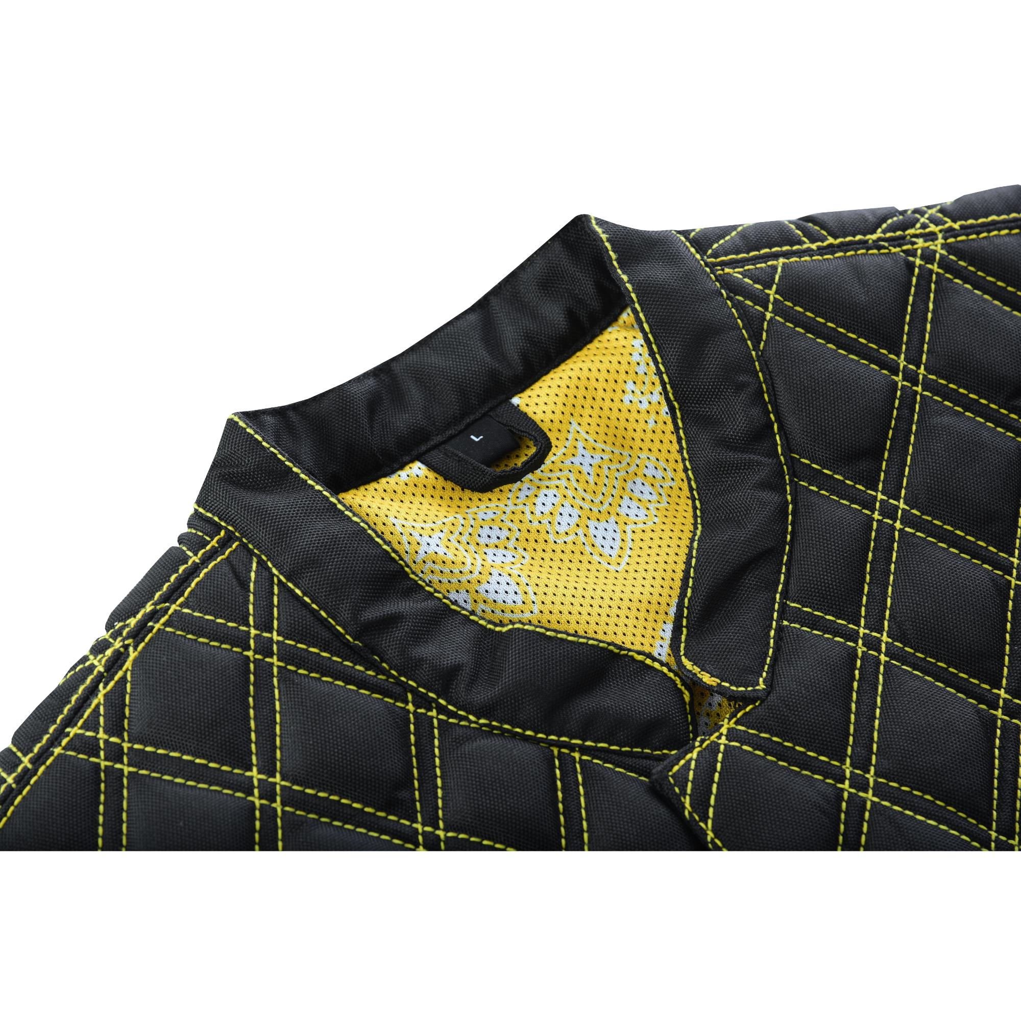 Nitro Rush Men’s Black Mesh Textile Vest with Yellow Diamond Stitch - Image 12
