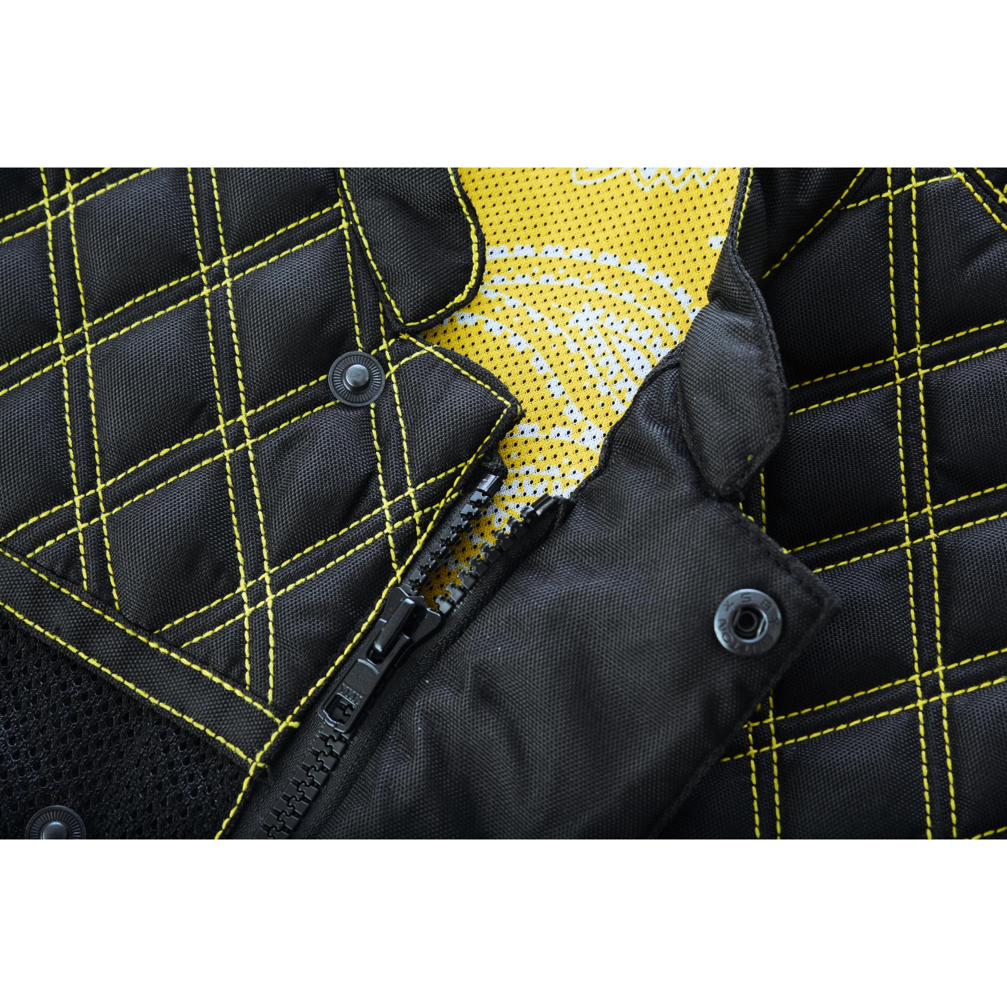 Nitro Rush Men’s Black Mesh Textile Vest with Yellow Diamond Stitch - Image 17