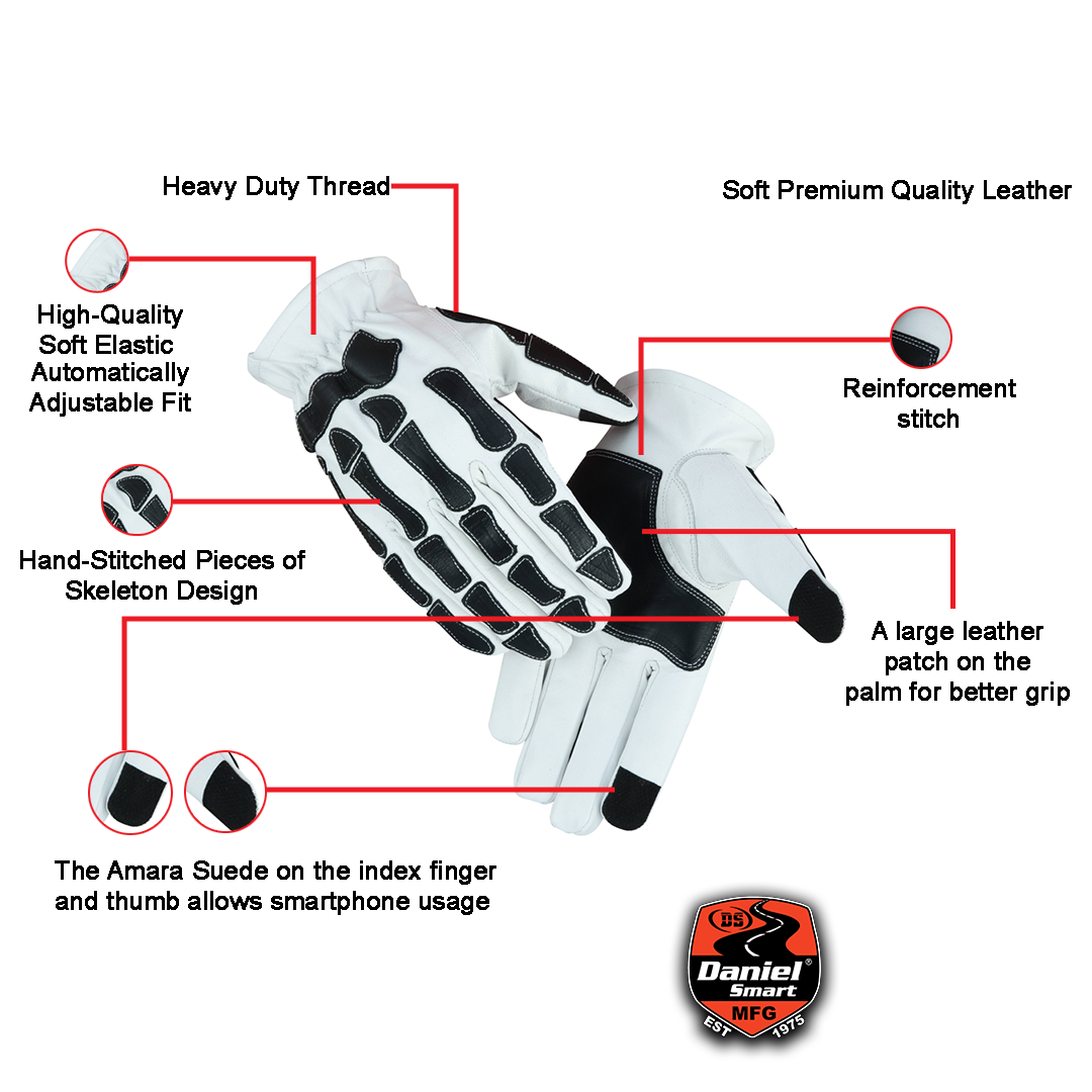 Glove Grace White and Black Skeleton Hand Riding Glove - Image 2