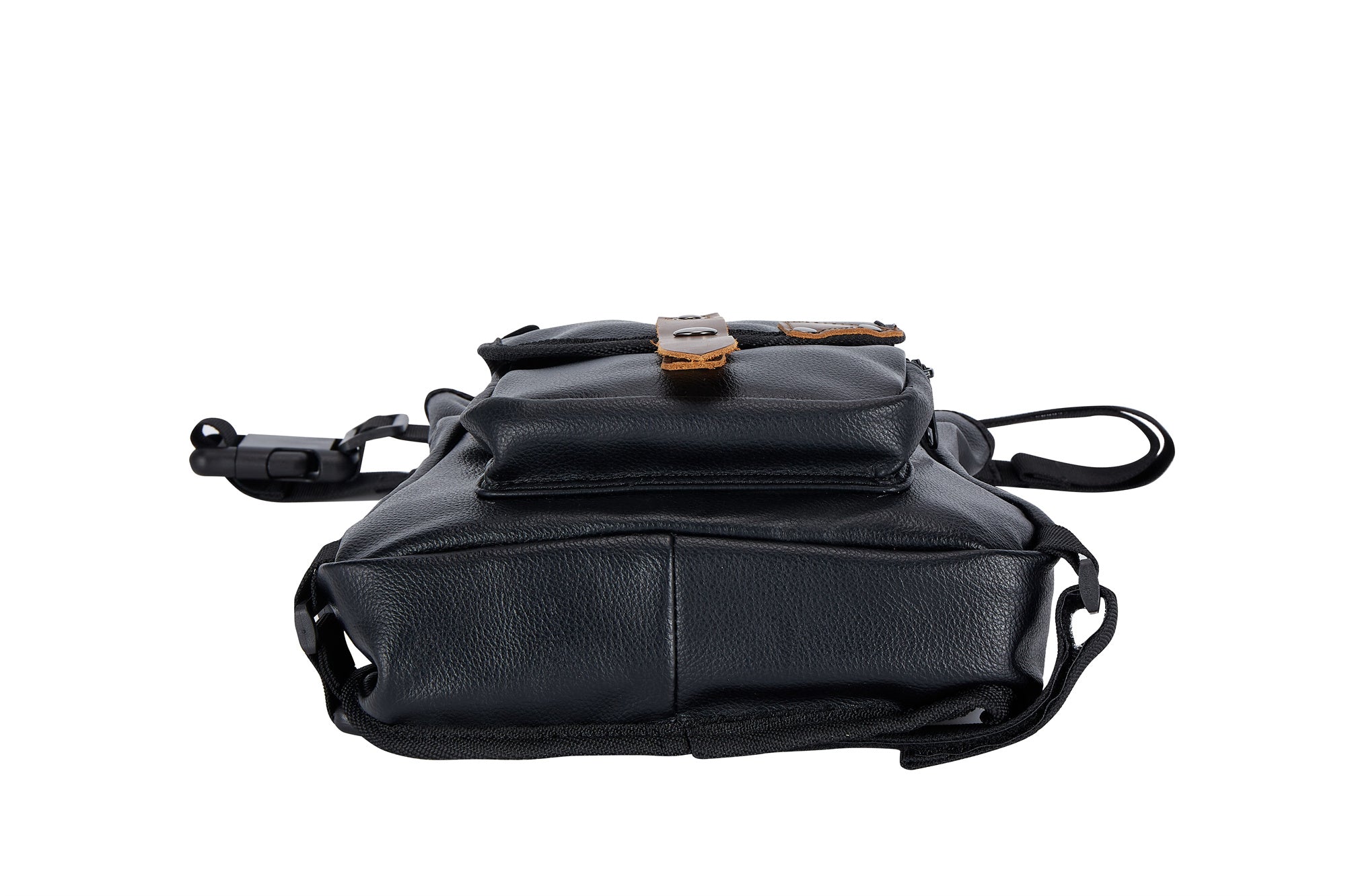 Dream Apparel Black Thigh Bag, Brown Strap, Gun Pocket Leg Bag - Image 2
