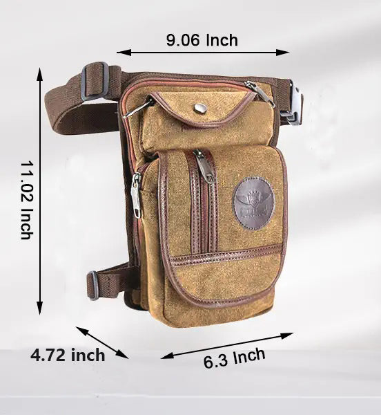 Brown Thigh Bag, Leg Bag Canvas - Image 7