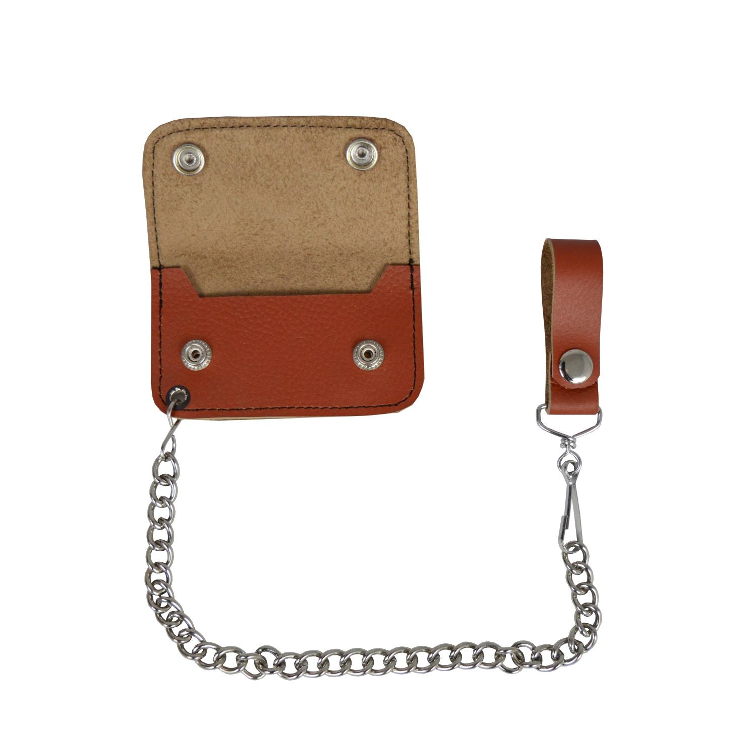 Brown Leather Motorcycle Chain Coins Wallet - Image 2