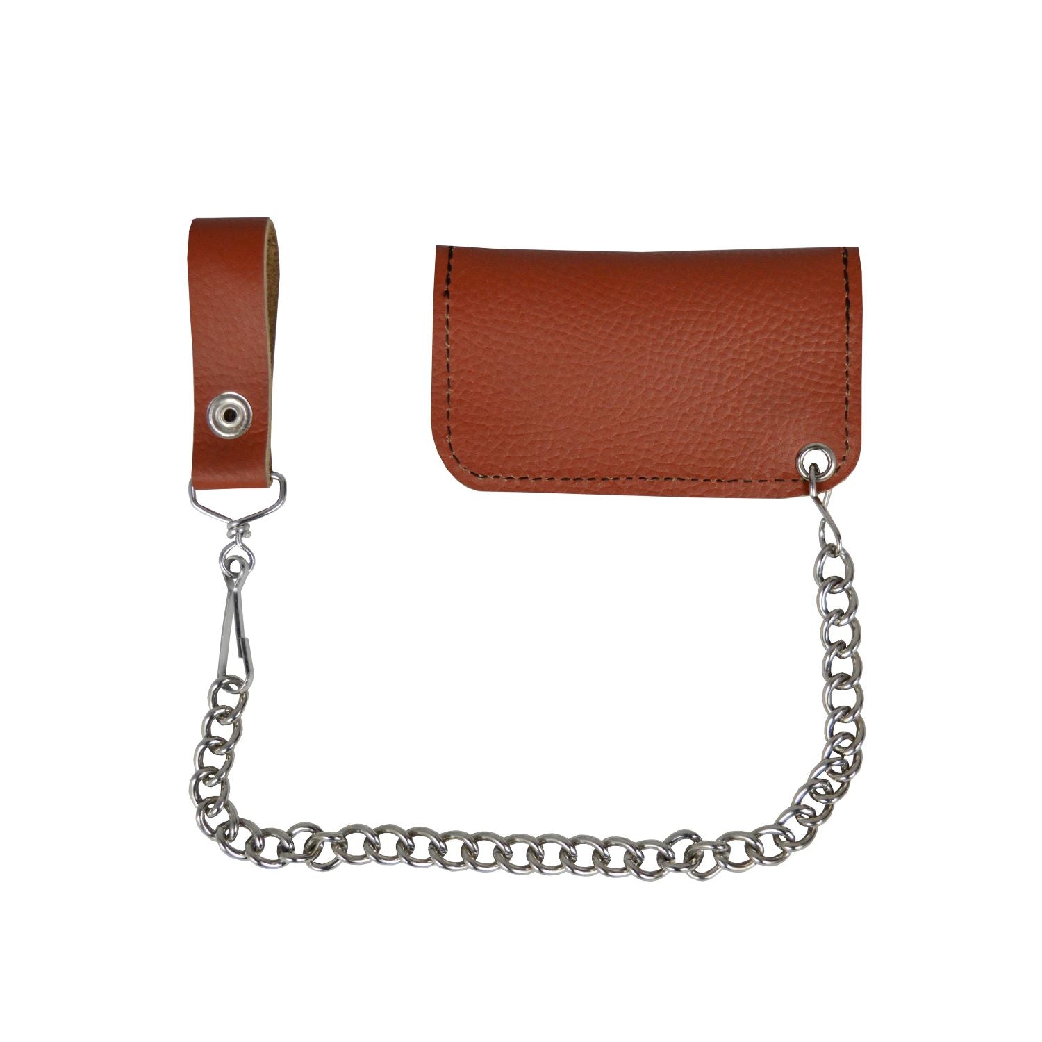 Brown Leather Motorcycle Chain Coins Wallet - Image 3