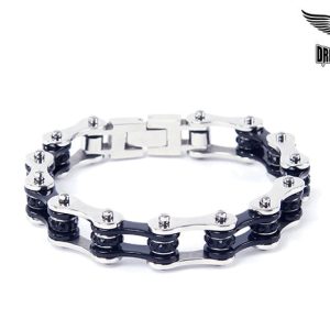 Stainless Steel Black & Silver Motorcycle Chain Bracelet