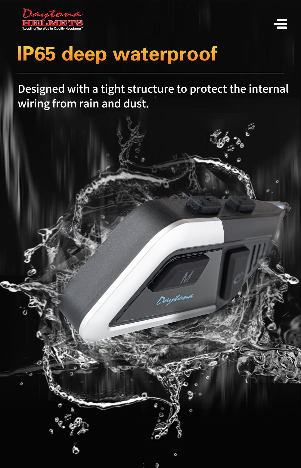 Daytona Helmets Motorcycle Bluetooth Headset - Motorcycle Communication System For All Types of Helmets - Solo - Image 5