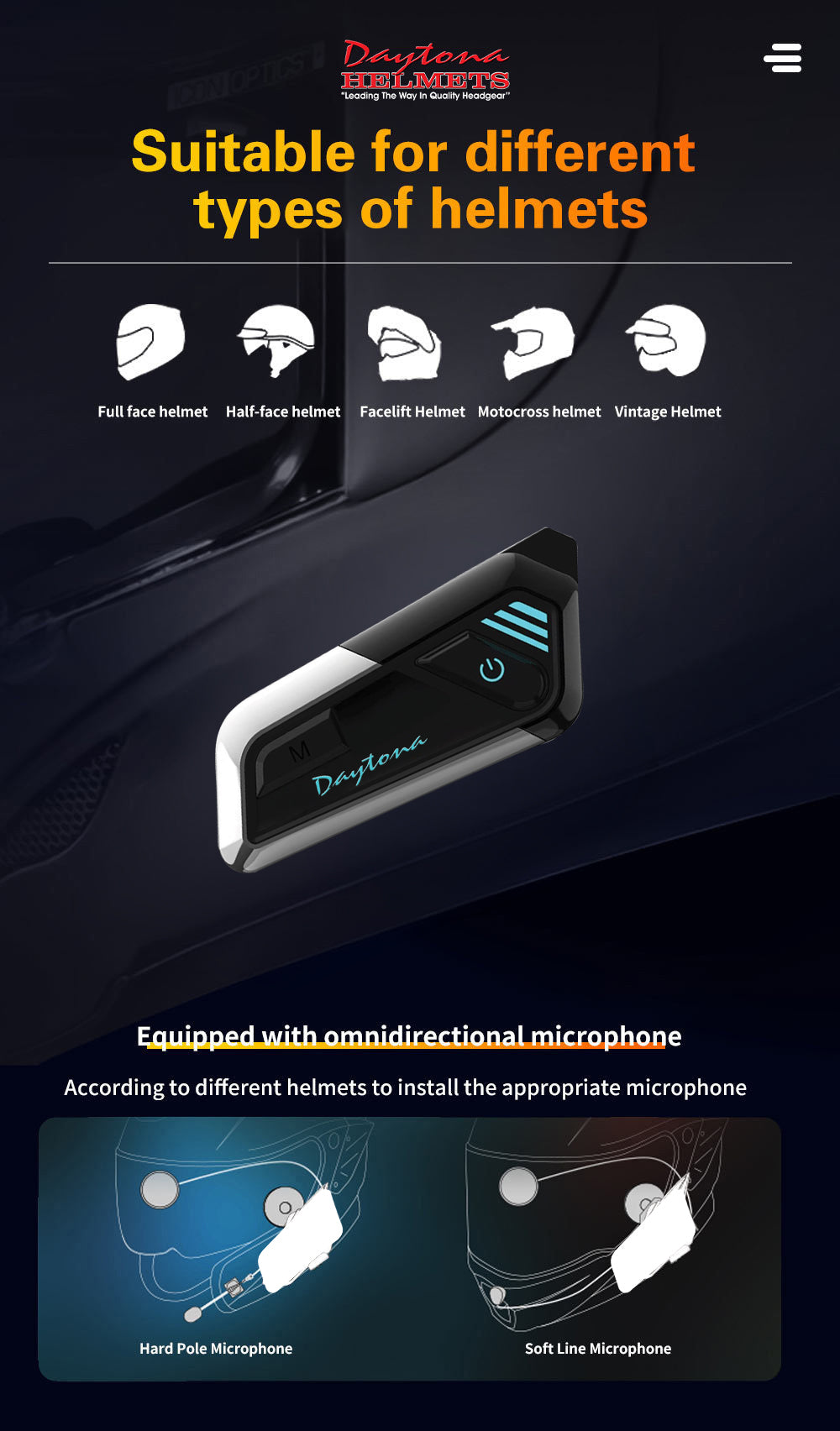 Daytona Helmets Motorcycle Bluetooth Headset - Motorcycle Communication System For All Types of Helmets - Solo - Image 9