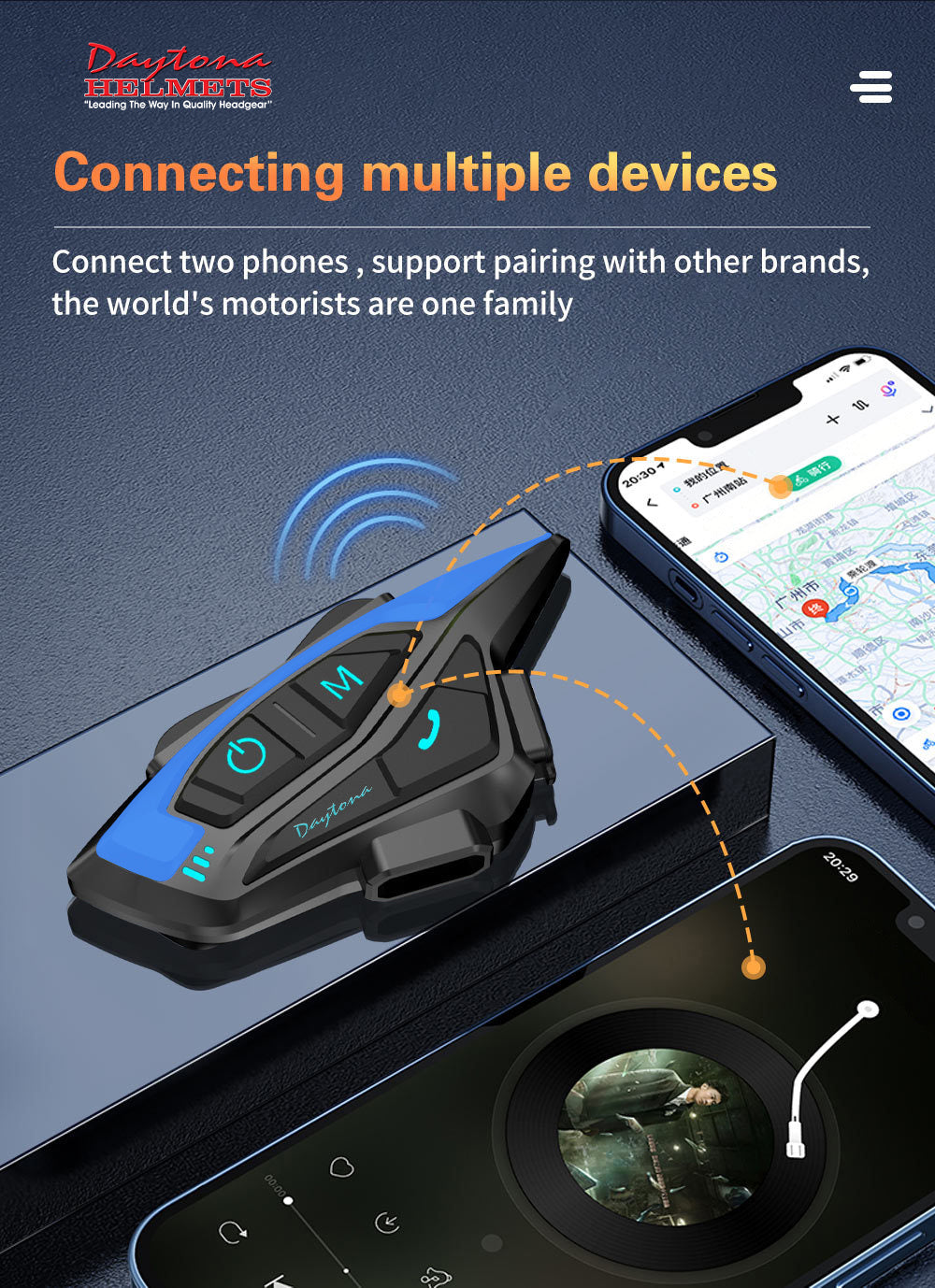 Daytona Helmets Motorcycle Bluetooth Headset - Motorcycle Communication System For All Types of Helmets - 1 - Image 12