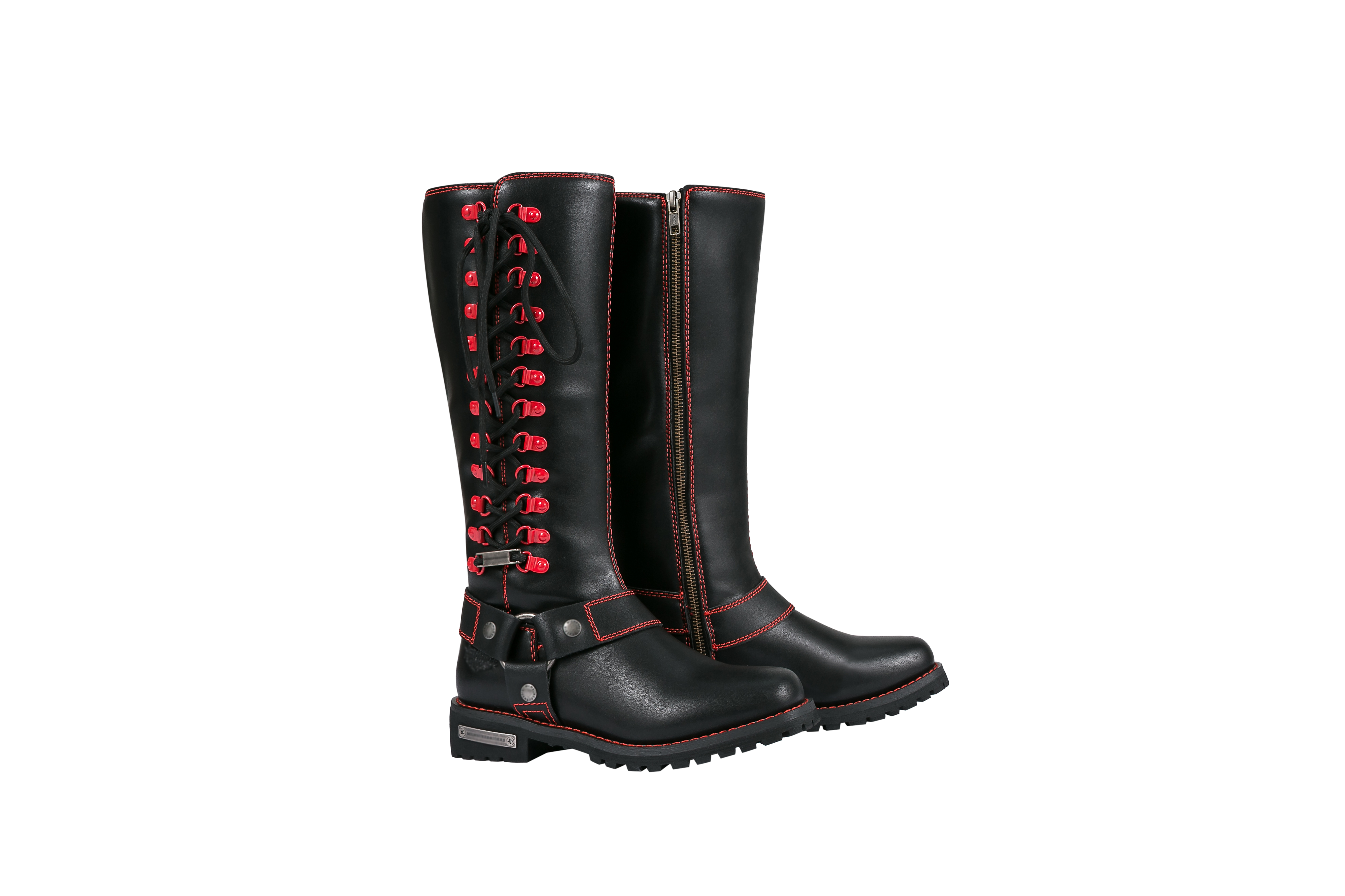 Dream ApparelĀ® Women Biker Long Boots with Red Laces