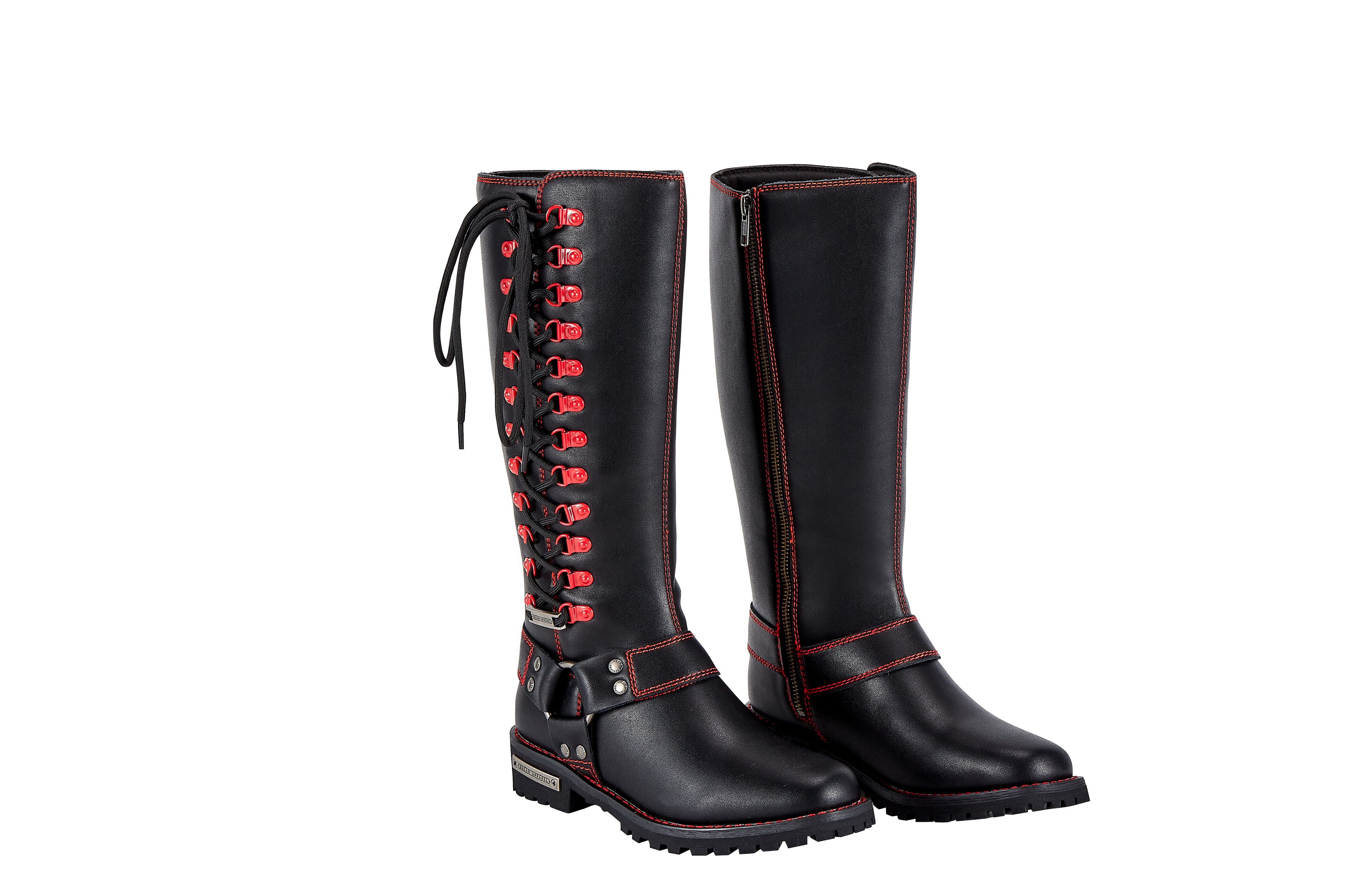 Dream ApparelĀ® Women Biker Long Boots with Red Laces - Image 5