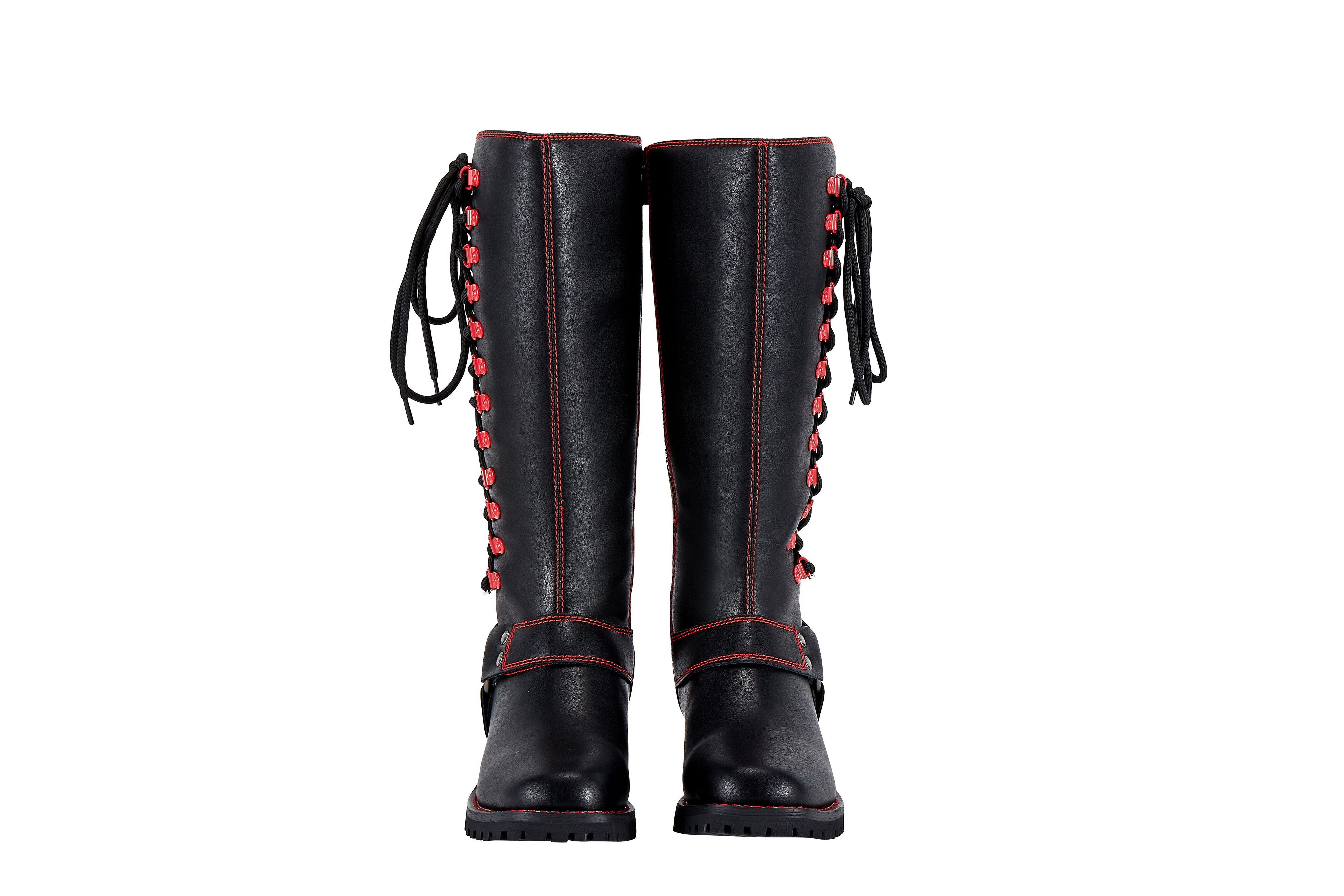 Dream ApparelĀ® Women Biker Long Boots with Red Laces - Image 6