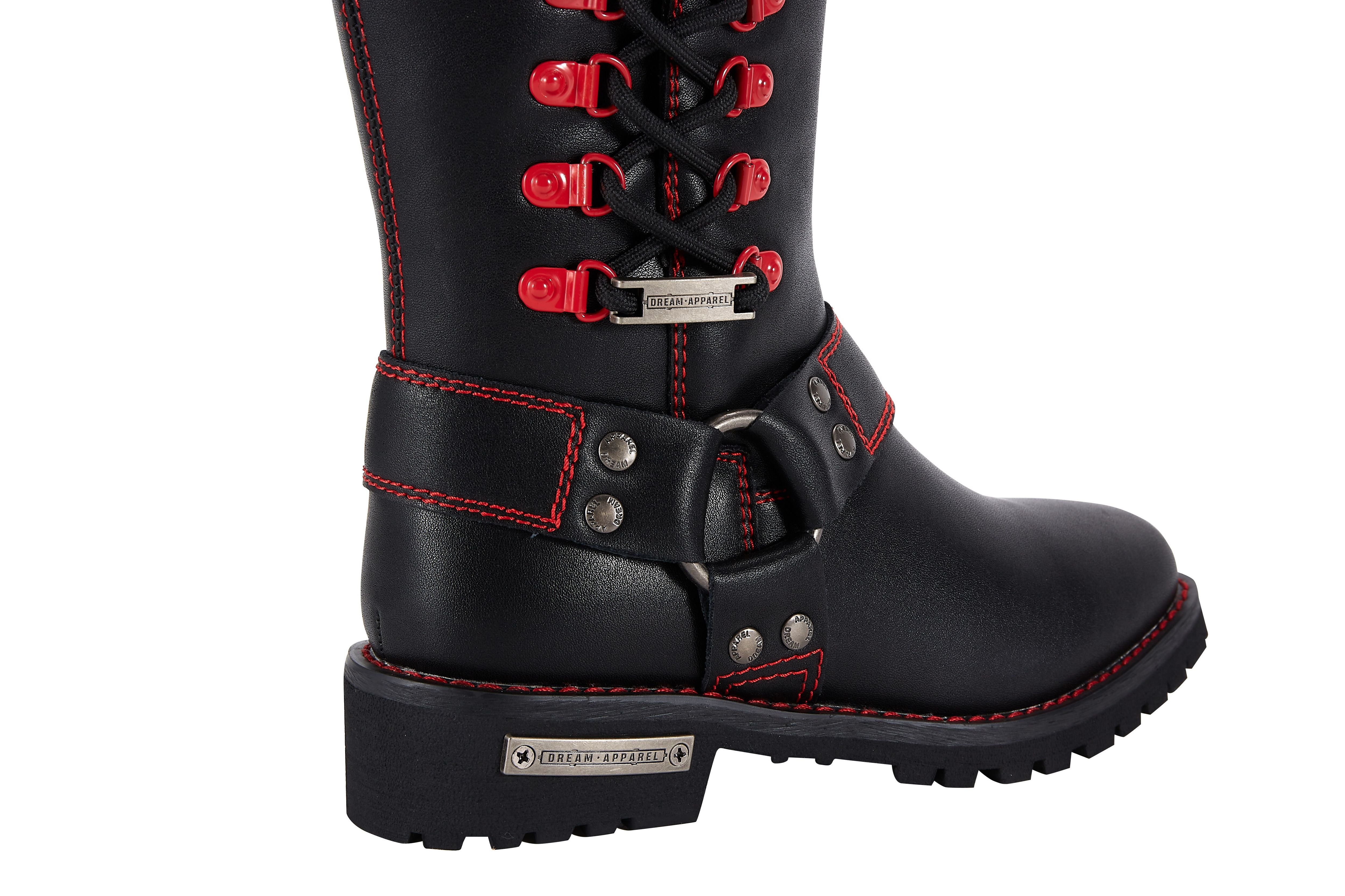Dream ApparelĀ® Women Biker Long Boots with Red Laces - Image 10