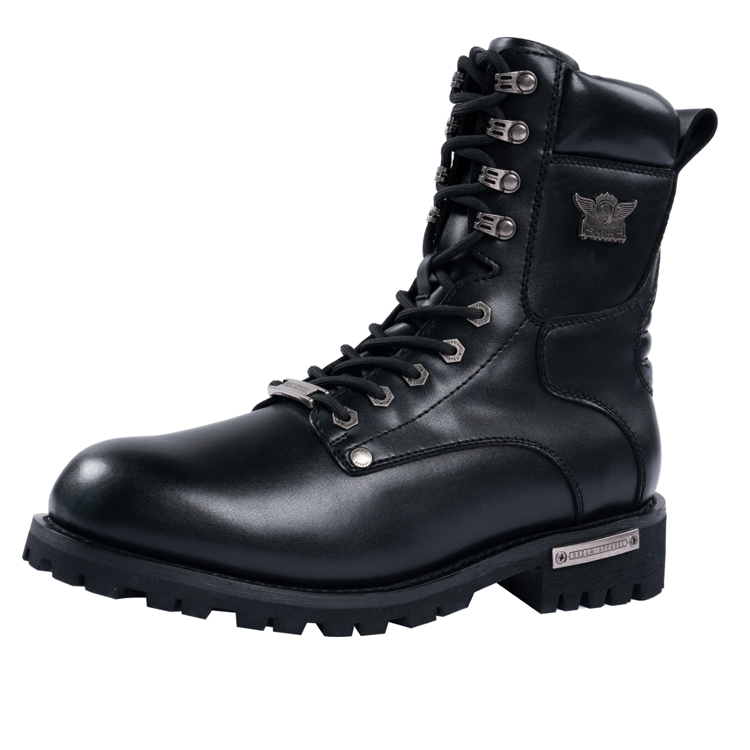 Dream Apparel Men's Motorcycle Riding Boots YKK Zipper Black Faux Leather Side Zipper Low Heel - Image 3