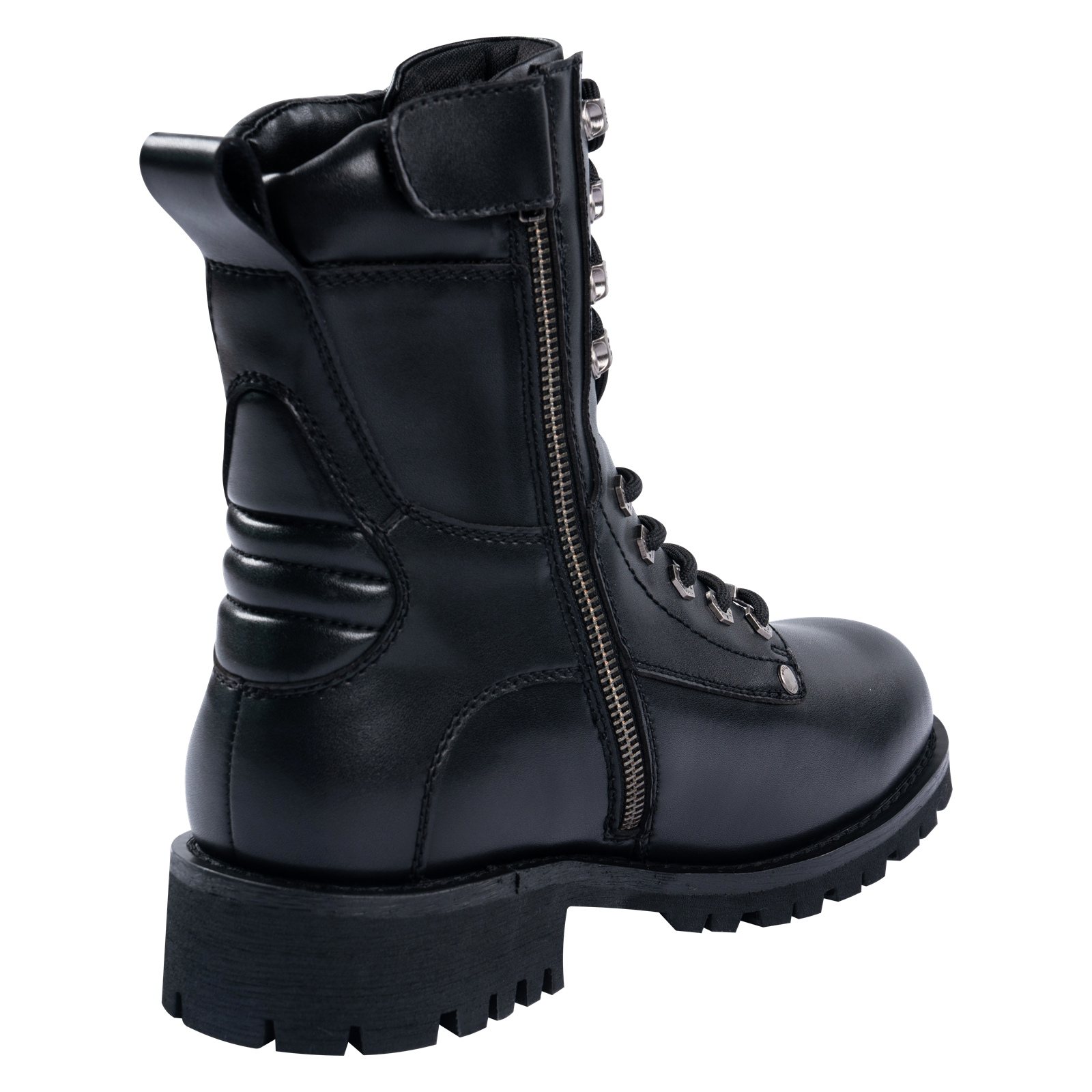Dream Apparel Men's Motorcycle Riding Boots YKK Zipper Black Faux Leather Side Zipper Low Heel - Image 4