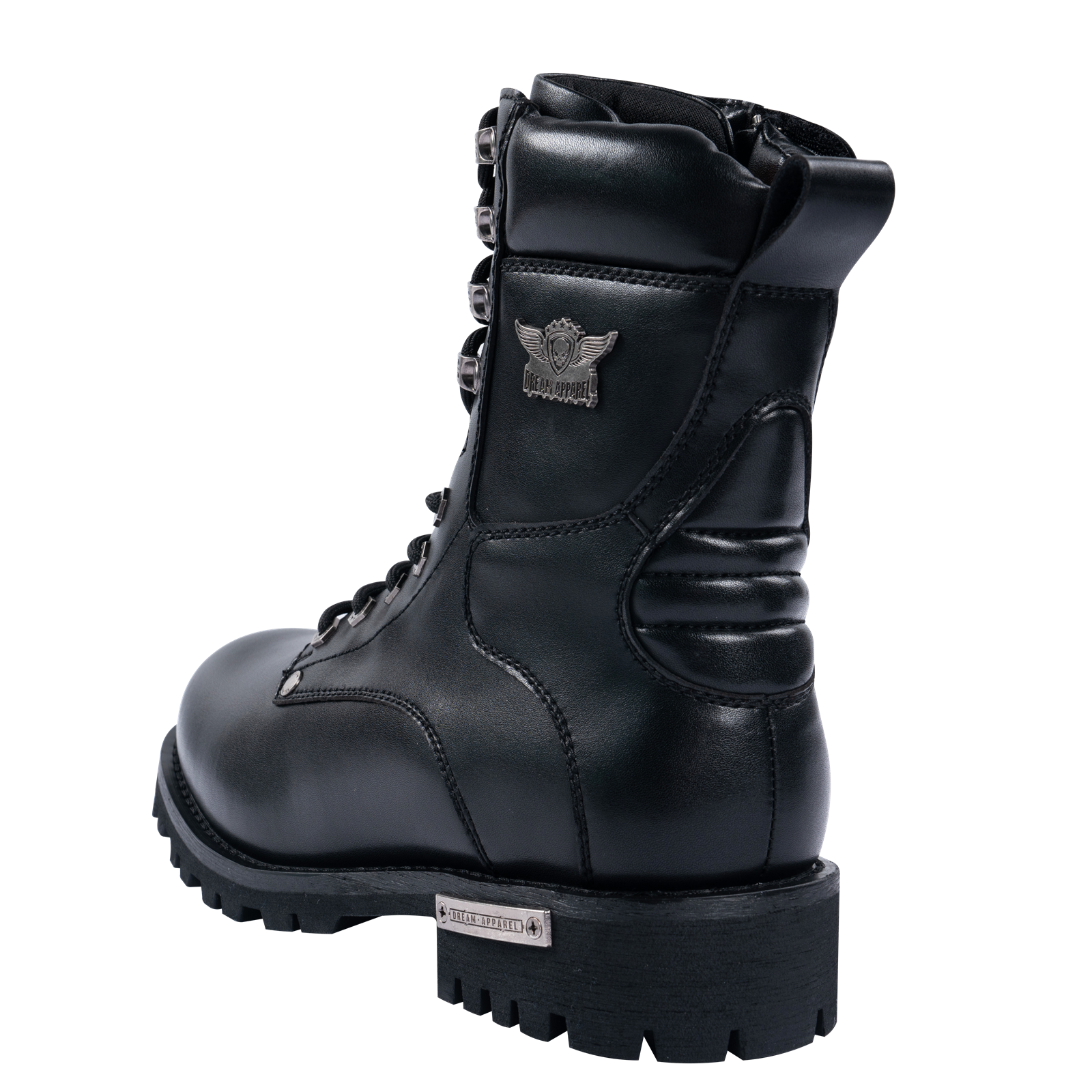 Dream Apparel Men's Motorcycle Riding Boots YKK Zipper Black Faux Leather Side Zipper Low Heel - Image 5
