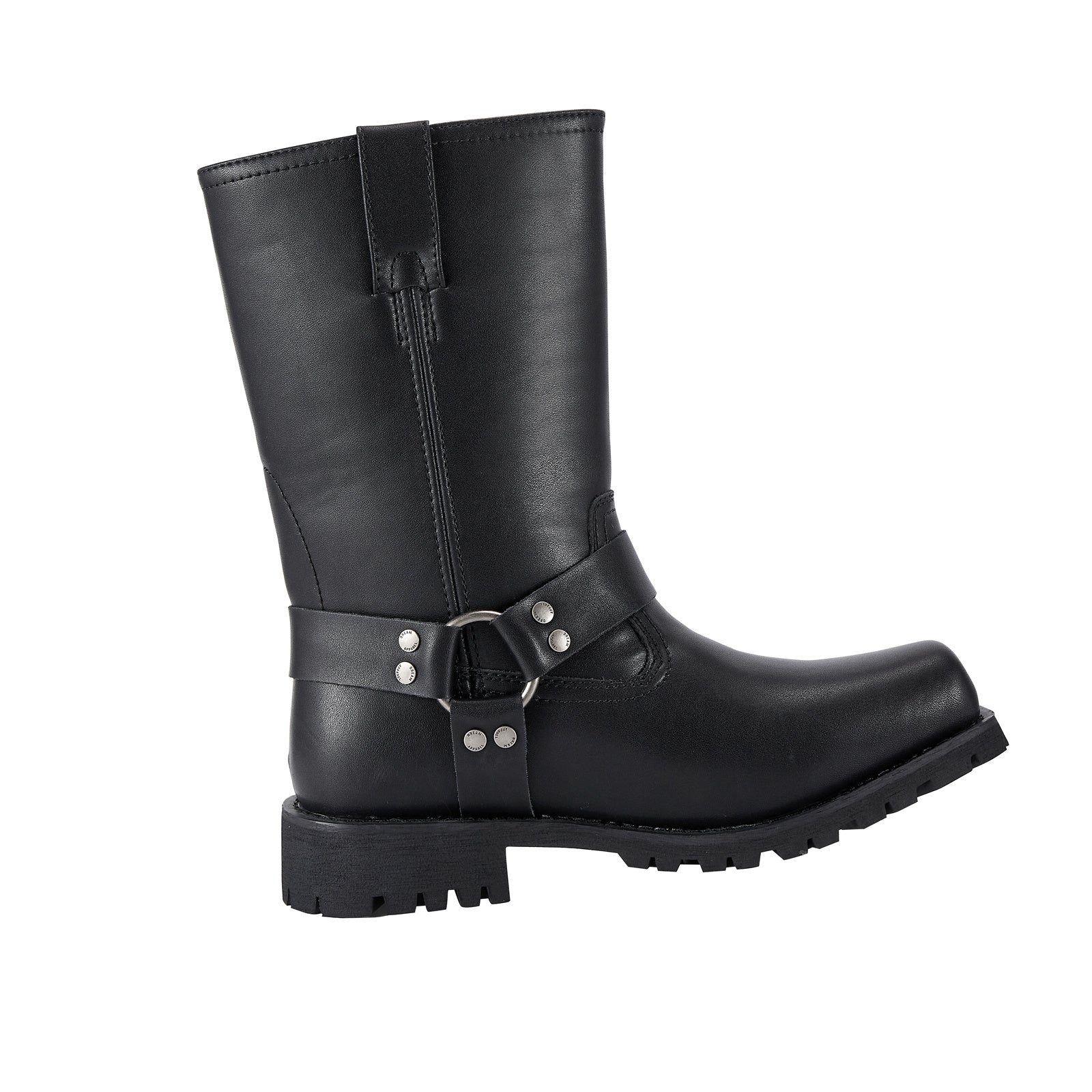 Dream Apparel Men's Motorcycle Riding Mid Calf Biker Boots Square Toe Waterproof Black PU Leather - Image 3