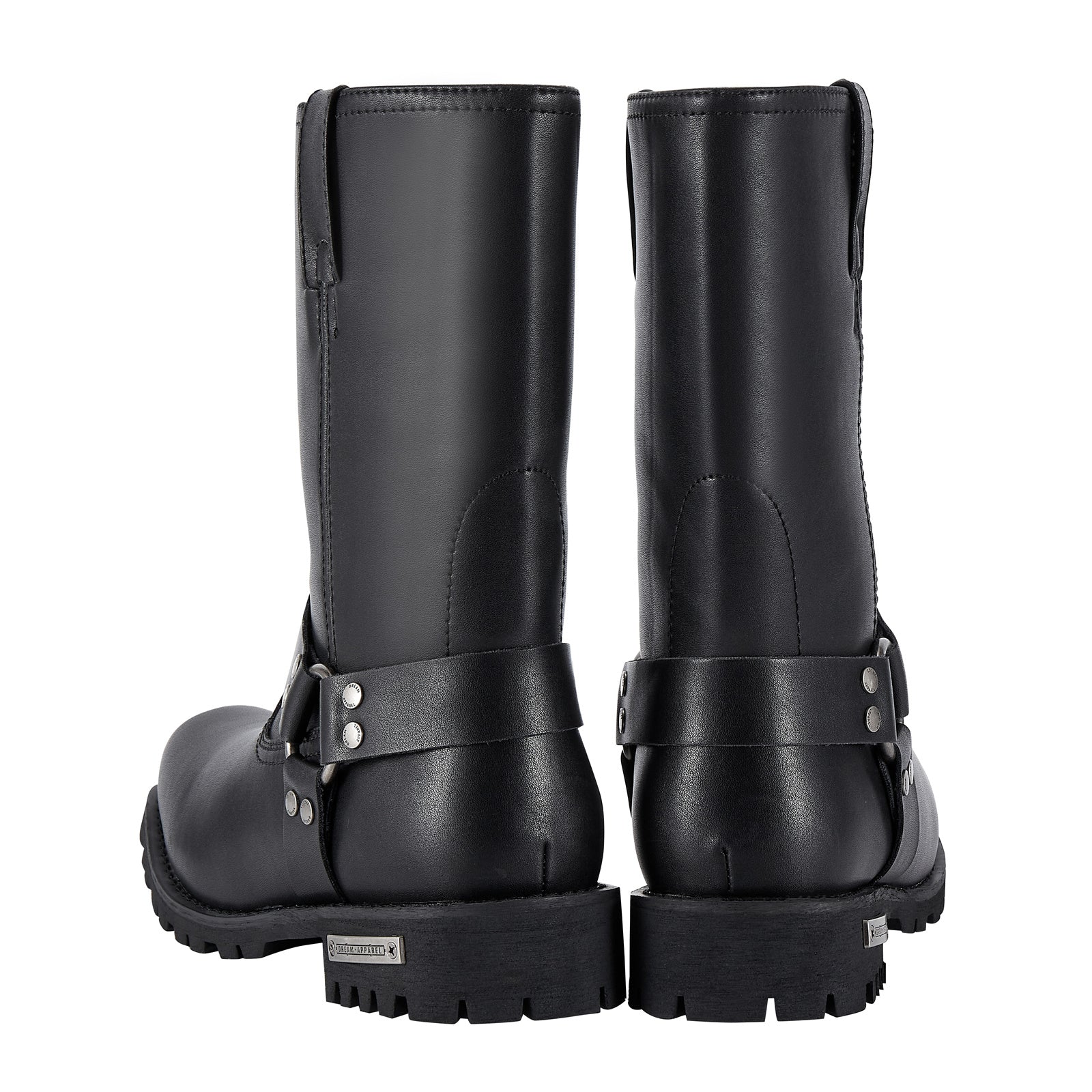 Dream Apparel Men's Motorcycle Riding Mid Calf Biker Boots Square Toe Waterproof Black PU Leather - Image 6