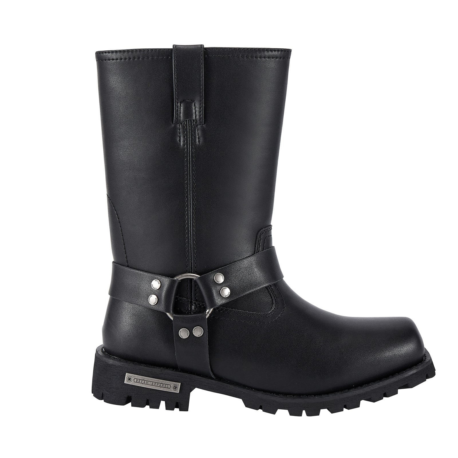 Dream Apparel Men's Motorcycle Riding Mid Calf Biker Boots Square Toe Waterproof Black PU Leather - Image 7