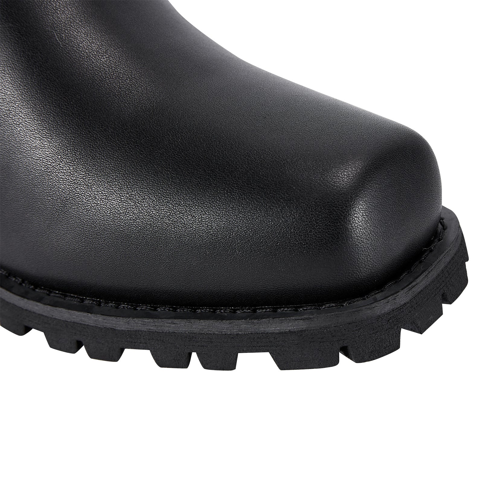 Dream Apparel Men's Motorcycle Riding Mid Calf Biker Boots Square Toe Waterproof Black PU Leather - Image 8