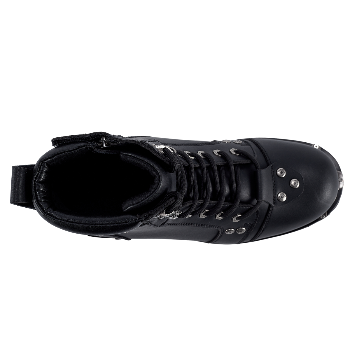 Dream Apparel Men's Motorcycle Riding Boots Waterproof Black Faux Leather Side Zipper Low Heel - Image 4