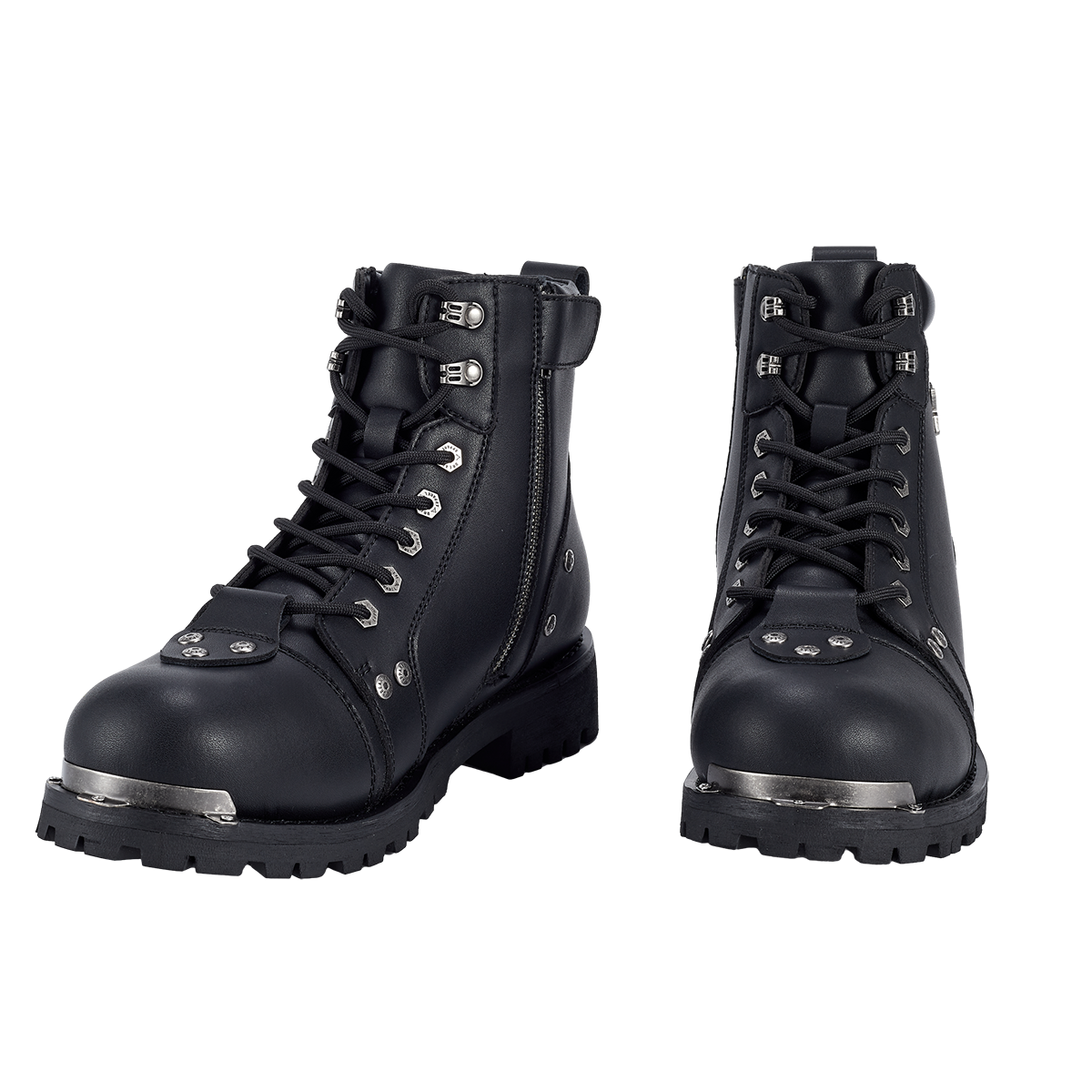 Dream Apparel Men's Motorcycle Riding Boots Waterproof Black Faux Leather Side Zipper Low Heel - Image 2