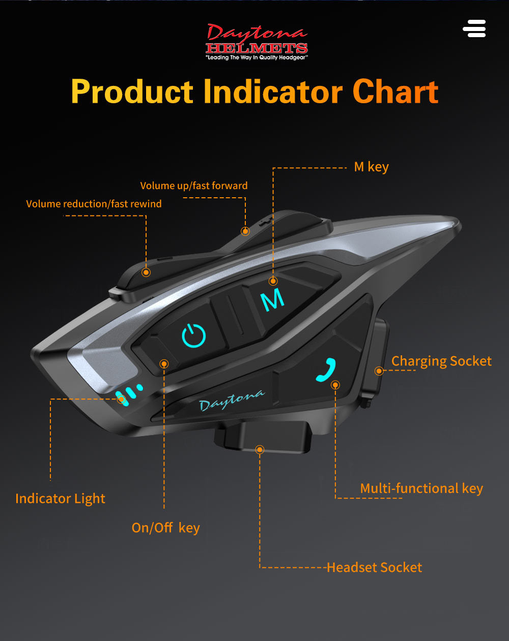 Daytona Helmets Motorcycle Bluetooth Headset - Motorcycle Communication System For All Types of Helmets - 1 - Image 5