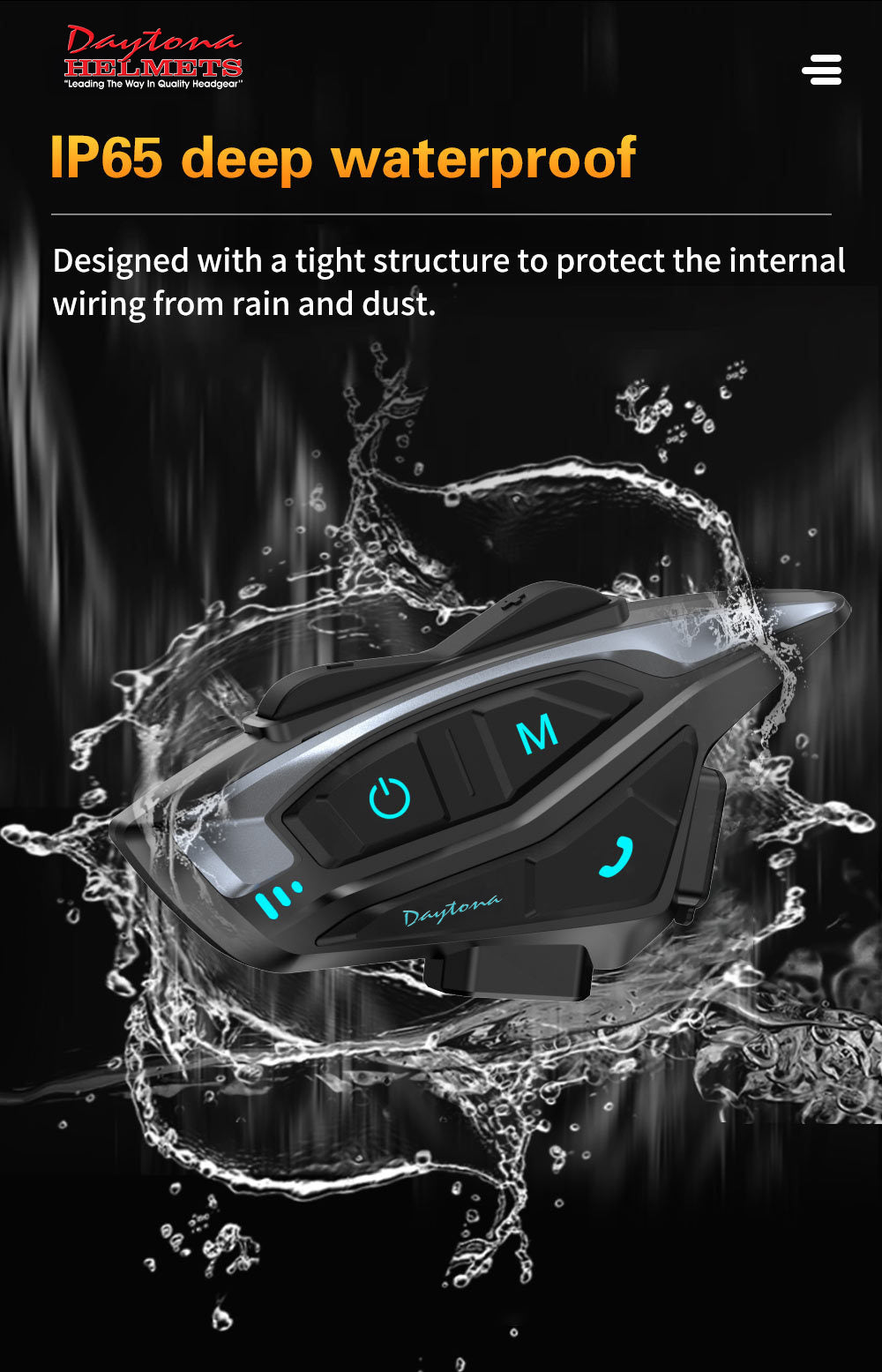 Daytona Helmets Motorcycle Bluetooth Headset - Motorcycle Communication System For All Types of Helmets - 1 - Image 4