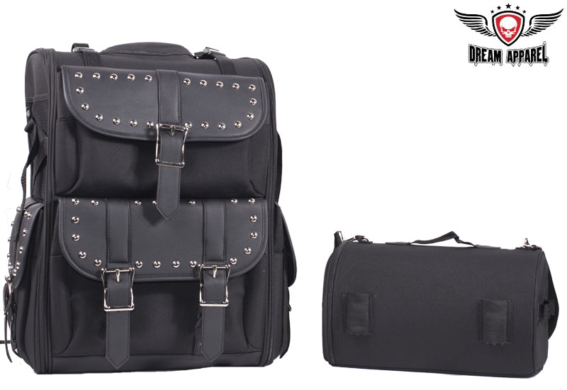 Dream Apparel Large PVC Motorcycle Sissybar Bag With Studs - Image 13