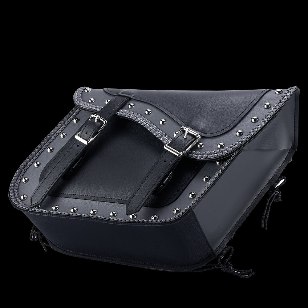 Dream Apparel PVC Motorcycle Saddlebag With Studs - Image 4