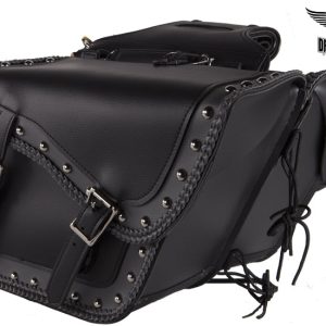 Dream Apparel Studded PVC Motorcycle Saddlebag With Gun Holsters