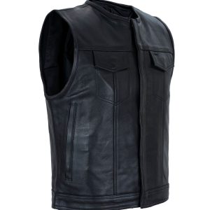 Dream Apparel Men's Motorcycle Club Vest With Black Liner Conceal Gun Pockets