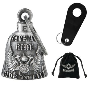 Dream Apparel Eagle Wings with V-Twin Engine, Live to Ride Motorcycle Bell, Good Luck and in 3-D