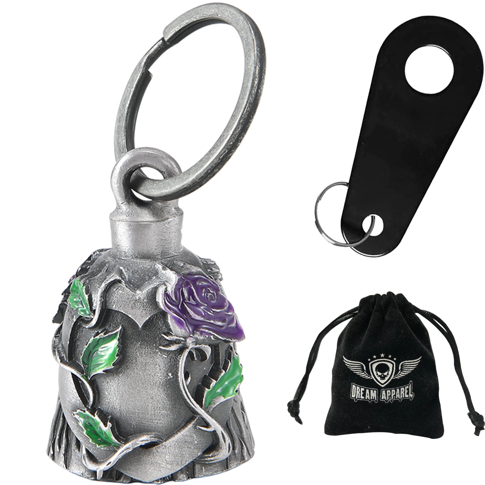 Dream Apparel Heart with Purple Rose 3D Motorcycle Bell 3-D, Light Weight, Impact Resistant