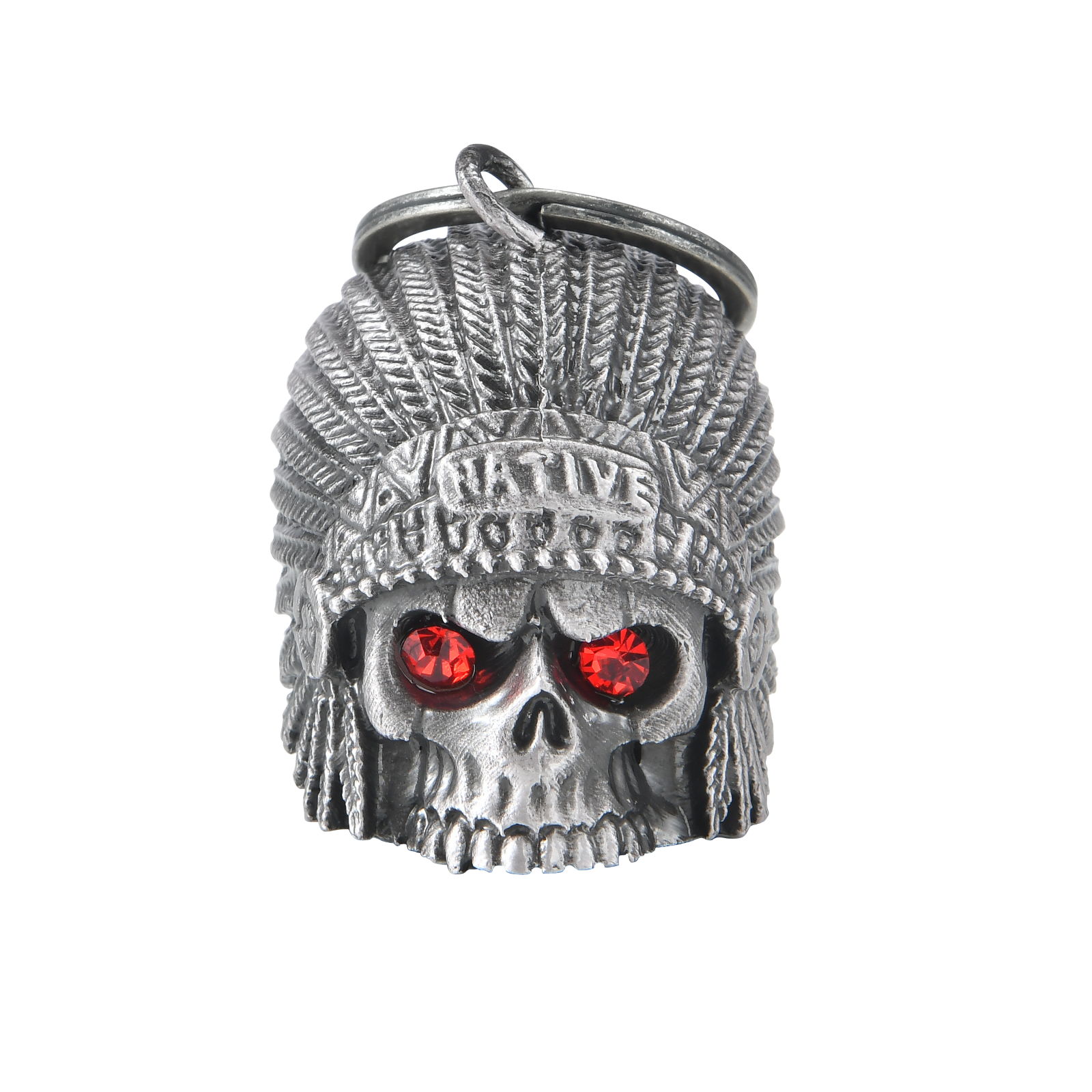 Dream Apparel Indian Skull Head Red Eyes Motorcycle Bell, for Good Luck and in 3-D, Light Weight - Image 2