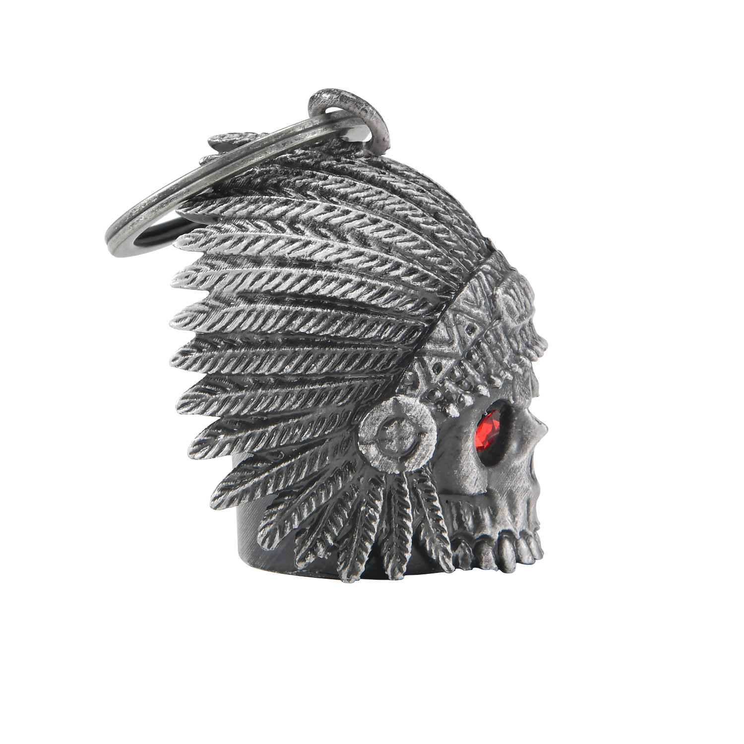 Dream Apparel Indian Skull Head Red Eyes Motorcycle Bell, for Good Luck and in 3-D, Light Weight - Image 3