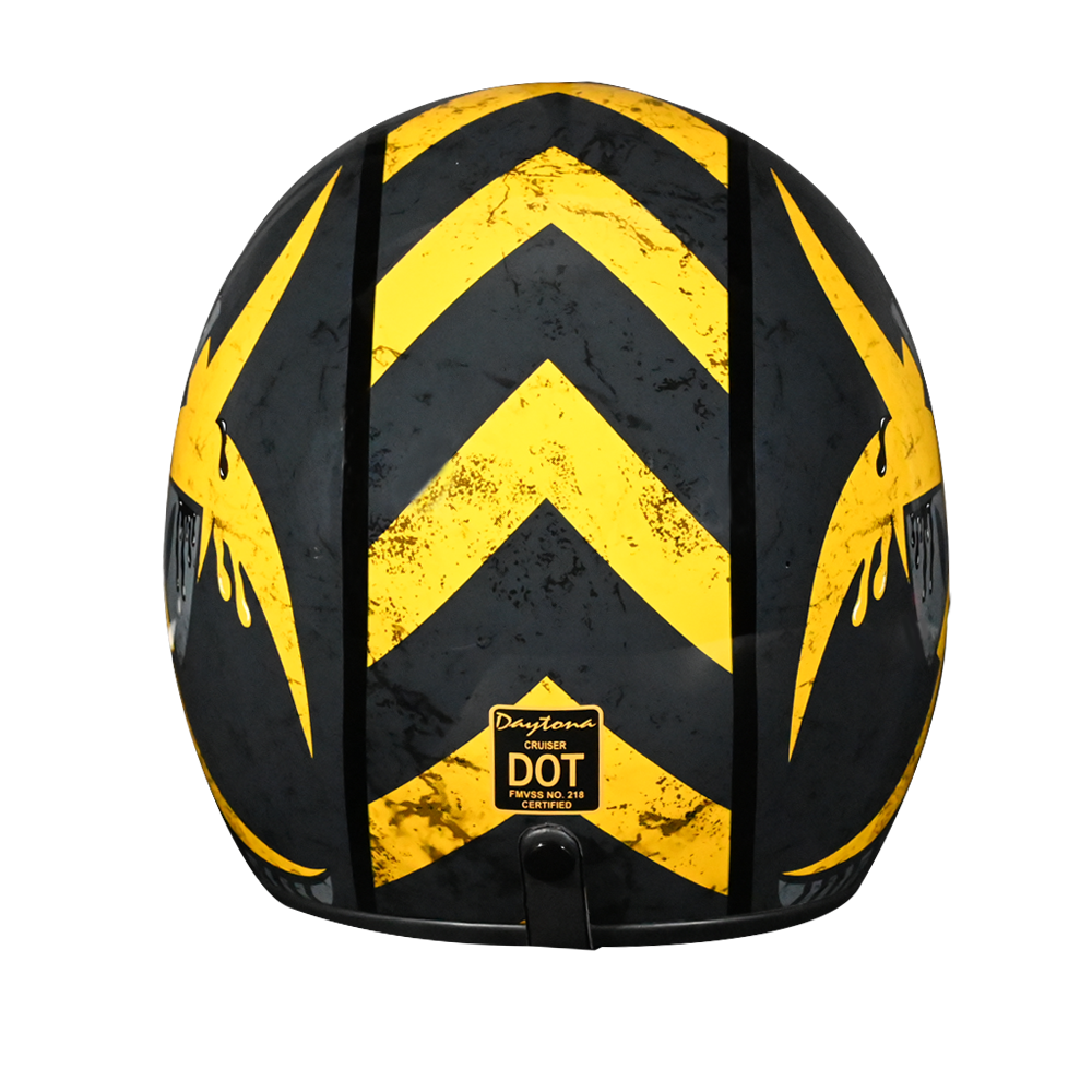 DOT Approved Daytona Cruiser Open Face Motorcycle Helmet - Men, Women & Youth - With Visor & Graphics - W/ Toxic - Image 4