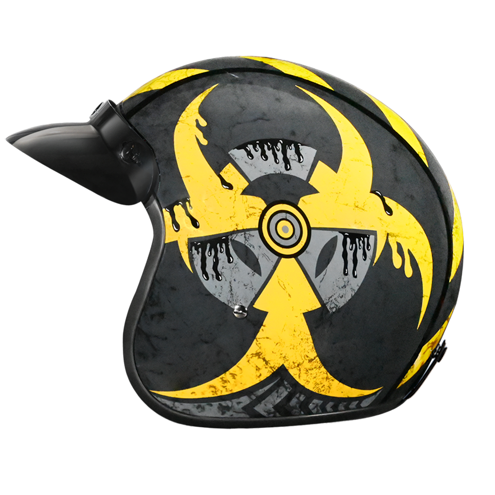 DOT Approved Daytona Cruiser Open Face Motorcycle Helmet - Men, Women & Youth - With Visor & Graphics - W/ Toxic - Image 5